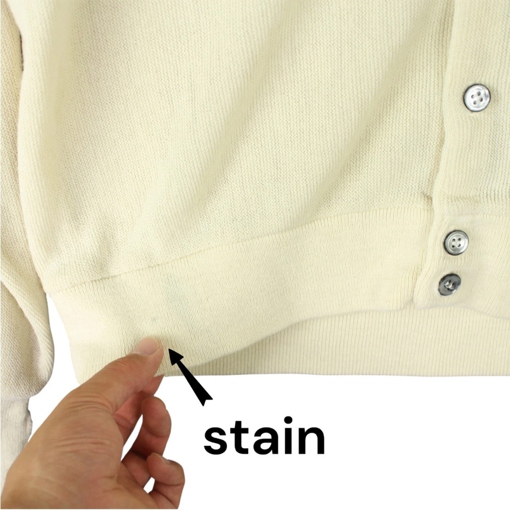 Vintage IZOD Lacoste USA Made Acrylic Sweater Cardigan Cream Knit Men Sz M - Picture 11 of 14